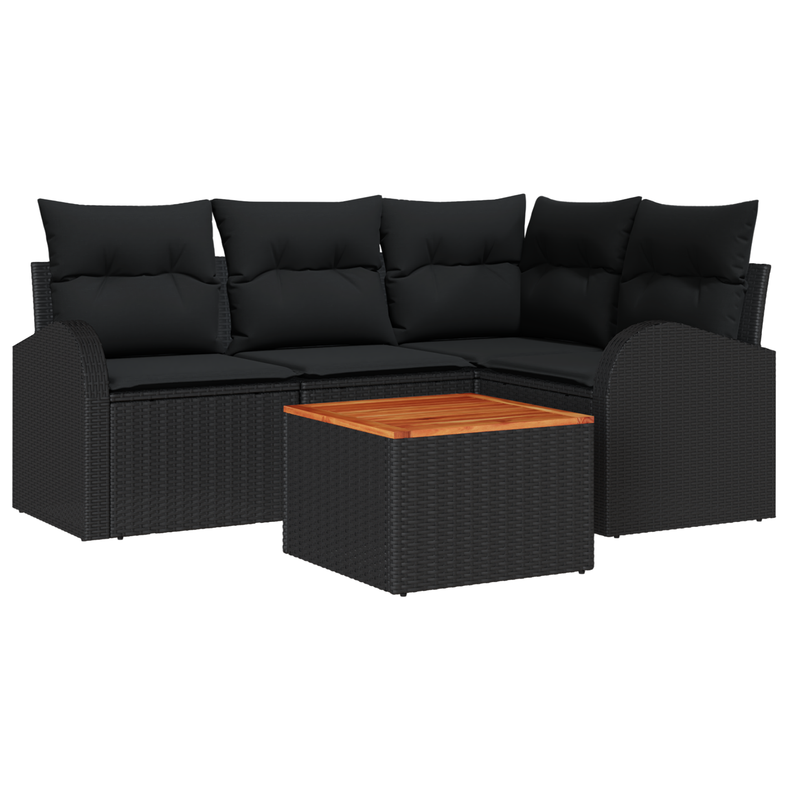 Conjunto 5 Conjunto De Sofá De Jardim Vidaxl Preto Vime Pe (55 X 55 X 37 Cm)
