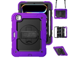 Capa Para Ipad Pro 11 2025/2024 11 Polegadas À Prova De Choque,com Suporte E Alça De Ombroroxa + Preta