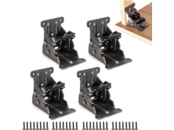 4 Dobradiças Dobráveis, 90° Com Trava Automática, Resistentes, Para Pés De Mesa, De Cama, Móveis, Pretas