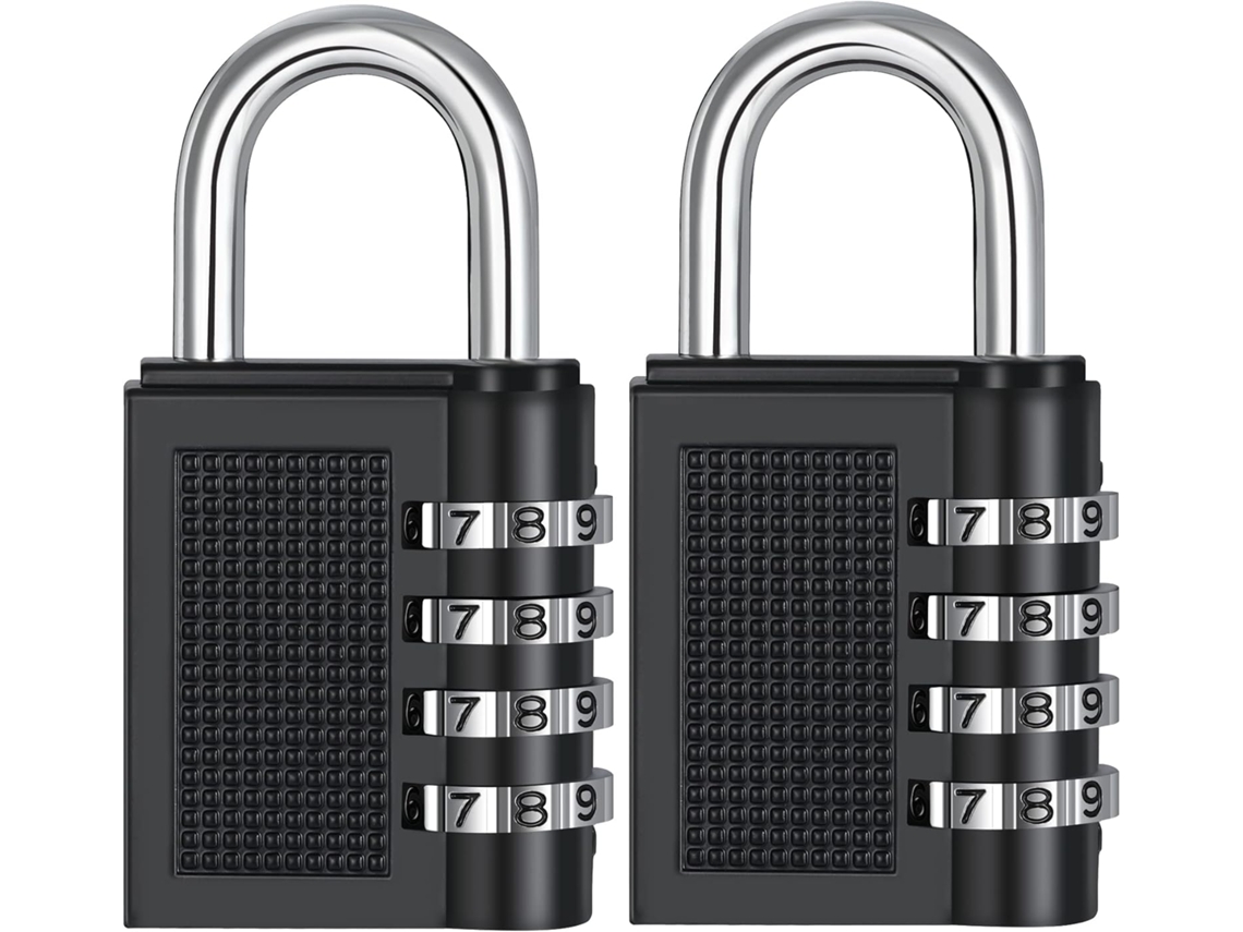 Conjunto De 2 Cadeados Com Código, Preto, Para Armários, Ginásio, Escola, Exterior