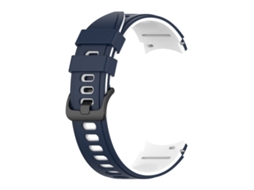 Bracelete Para Samsung Galaxy Watch 4 Classic (42mm/46mm) - Silicone Duas Cores - Midnight Blue Branco