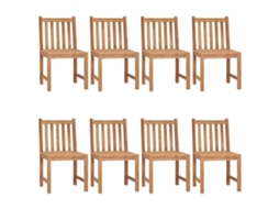 Conjunto de 8 Cadeiras de Jardim com Almofadões Madeira de Teca Maciço MAISON EXCLUSIVE