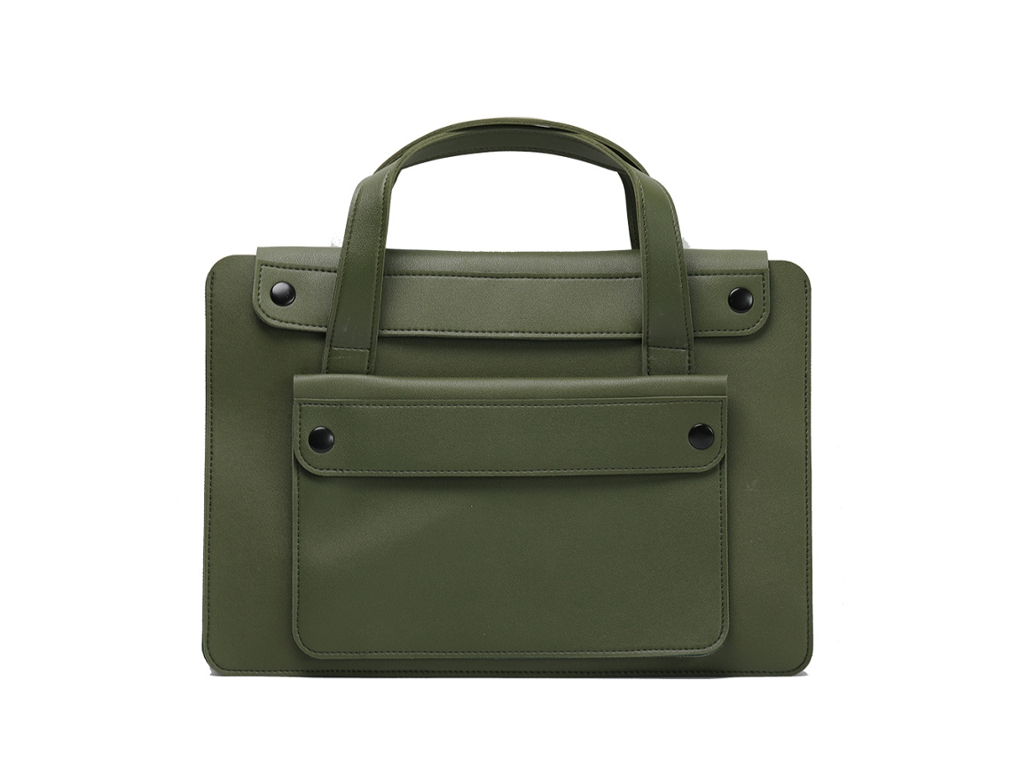 Bolsa Para Portátil Czhhmart De Dois Compartimentos Em Pu Impermeável, Compatível Com Notebooks De 15 E 16 Polegadas Verde