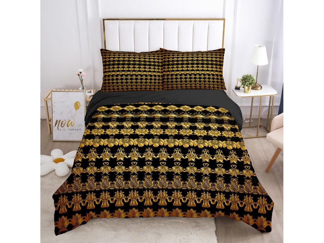 Capa de Edredom Ornamentada Microfibra com Fronha 220x240 Cm S/MARCA