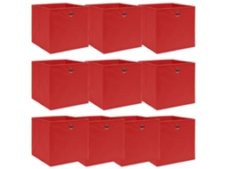 Vidaxl Caixas De Arrumação 10 Pcs 32x32x32 Cm Tecido Vermelho