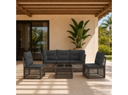 Vidaxl Conjunto De Sofá De Jardim 6 Pcs Cinzento Vime Pe