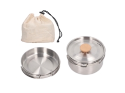 Conjunto De Panelas De Inox 304 Portátil Para Camping Com Bolsa De Armazenamento Para Hiking E Backpacking