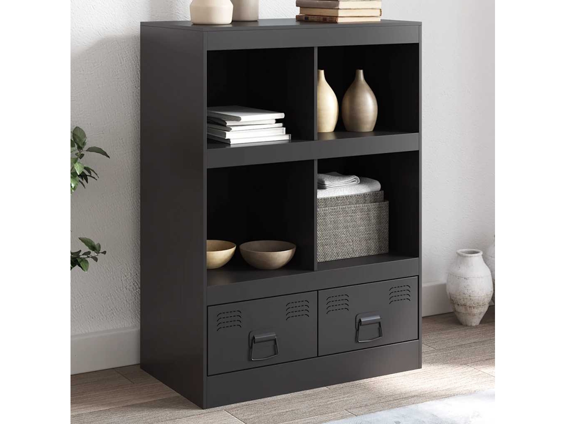 Vidaxl Aparador Alto 67x39x95 Cm Aço Preto