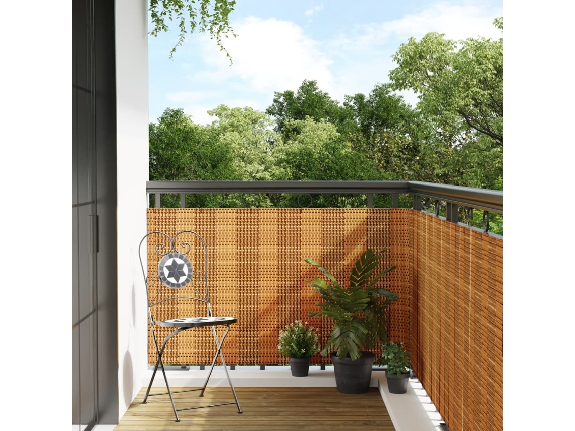 Vidaxl Tela De Varanda 400x80 Cm Vime Pe Castanho-claro