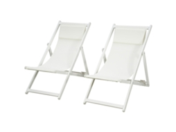 Conjunto De 2 Espreguiçadeiras Dobráveis De Alumínio Com Encosto Ajustável Em 5 Posições E Apoio De Cabeça 60x100x85 Cm Branco