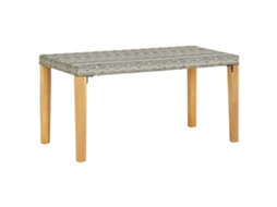 Vidaxl Banco Jardim 120 Cm Vime Pe E Madeira De Acácia Maciça Cinzento