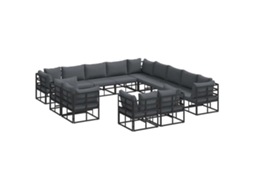 Conjunto 13 Conjunto De Sofá De Jardim Vidaxl Preto Alumínio (353 X 353 X 71 Cm)