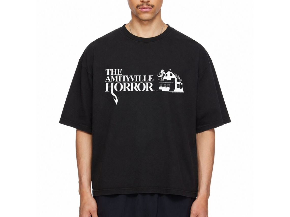 Rockinstone Amityville Horror Movie Logo Black Adult T-shirt Size:xl