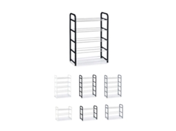Zapatero De Metal Y Plástico – Zapatero Organizador Ideal Para Recibidor, Pasillos Y Salón Negro 5 Estantes