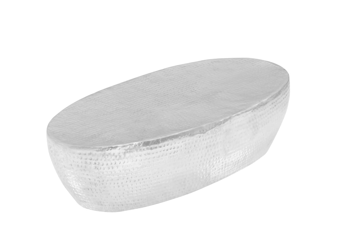 Vidaxl Mesa De Centro Martelada 100x50x28 Cm Prateado