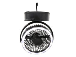 Ventilador de mesa BRILVIBERA Zebre 5000mAh, camping, USB 3 em 1, luz LED, gancho, rotação 360°, 3 velocidades
