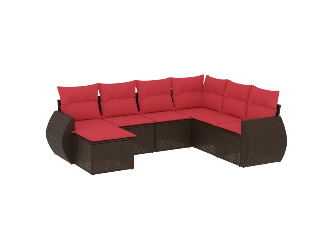 Conjunto de Sofá de Jardim, 7 Peças, Almofadas, Rattan Preto MAISON EXCLUSIVE