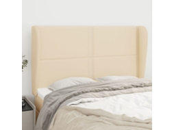 Vidaxl Cabeceira De Cama C/ Abas Tecido 147x23x118/128 Cm Creme