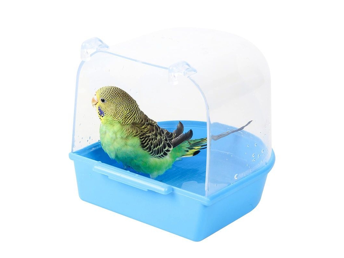 Linjou Baño Para Aves Colgante, Accesorio De Jaula Con Ganchos Material Acrílico Transparente Duradero (azul)
