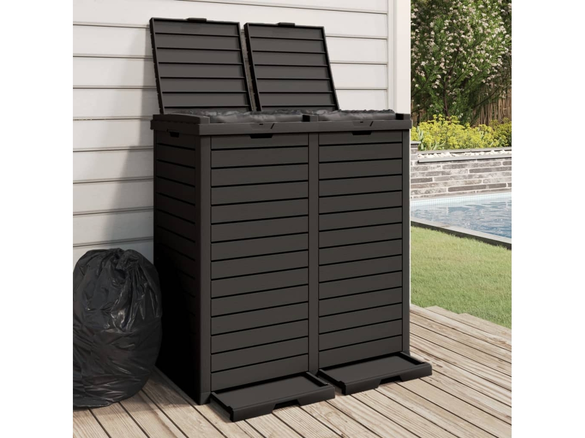 Vidaxl Caixote Do Lixo P/ Exterior 78x41x86 Cm Polipropileno Preto