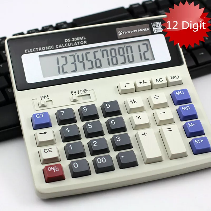Calculadora De Mesa Básica Com Display Lcd De 12 Dígitos E Alimentação Dupla, Adequada Para Escritórios Comerciais SUNNY SPACES