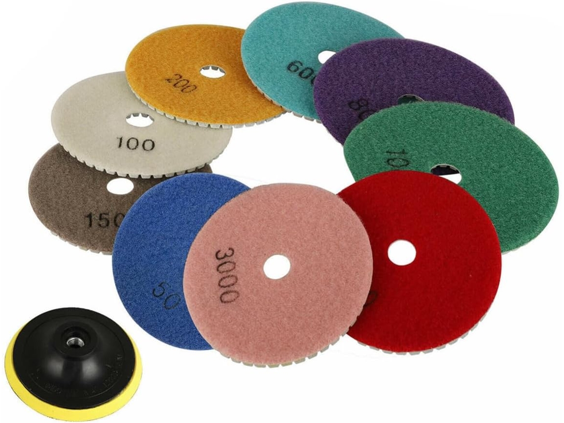 Kit Com 10 Discos De Polimento Diamantados 4 Polegadas Para A Seco E