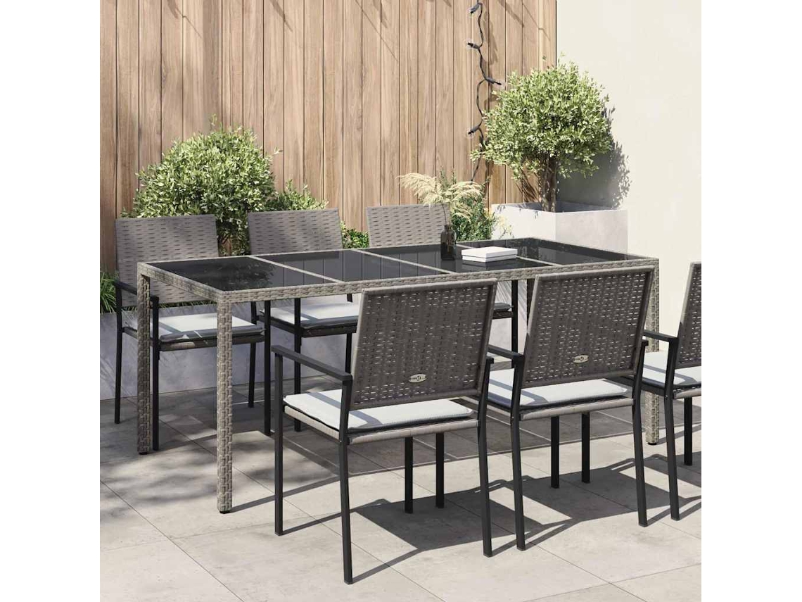 Vidaxl Mesa De Jardim Cinzeto Vime Pe