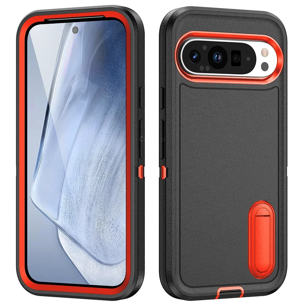 (laranja, Google Pixel 9) Capa Protetora Reforçada De Dupla Camada, Suporte Invisível À Prova De Choque, Capa Traseira Fosca