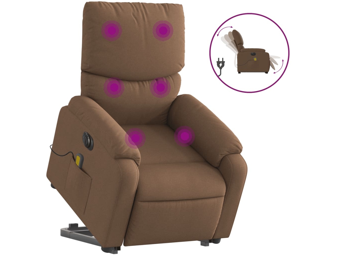 Electric Stand Up Massage Recliner Chair, Electric Stand Up Massage Recliner Chairs Vidaxl Marrom Tecido