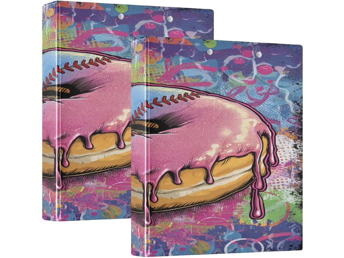 Pasta Escolar Com Estampa De Donuts E Grafite 3, 8cm 1, 5 Polegadas, Argolas Redondas Com Bolsos, Pacote Com 1 2-unidades