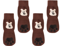 Conjunto De 4 Meias Antiderrapantes Cães Com Tiras