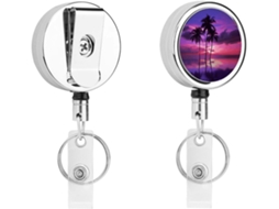 Porta Crachás Retrátil Com Estampa De Palmeira Roxa Ao Pôr Do Sol, Chaveiro Engraçado Enfermeiros, Porta Crachás