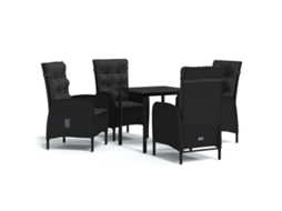 Garden Dining Set, Garden Dining Sets Vidaxl Preto Rattan / Vime (80 Cm Table Length)