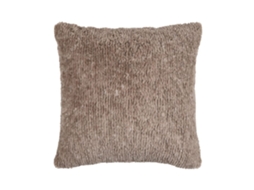 Coussin Quadrado Imitação De Pele Com Frente Em Veludo Taupe 45x45 Cm