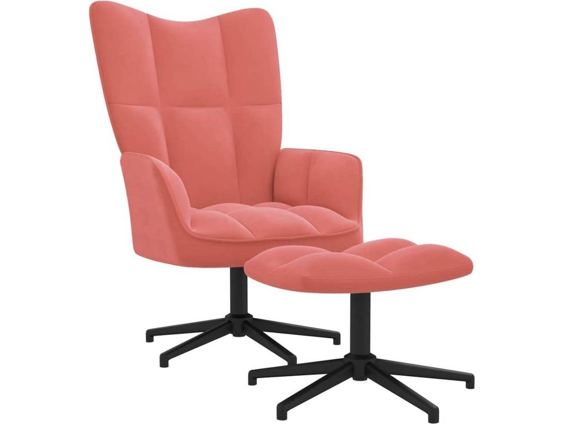 Relaxing Chair With Stool, Relaxing Chairs With Stools Vidaxl Cor-de-rosa Veludo