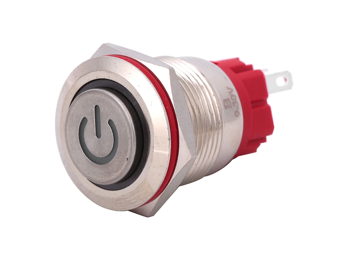 Interruptor de botão metálico (9~30 V CC, 1 NA 1 NF)