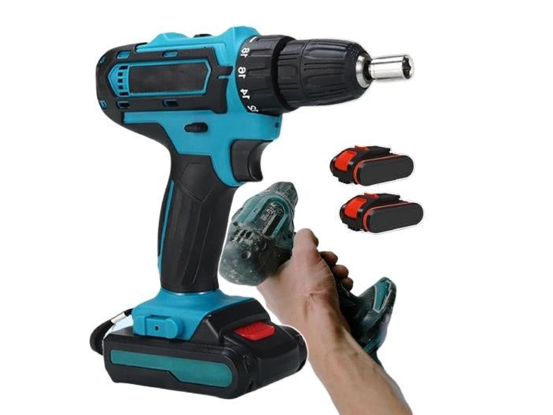 Taladro Atornillador , Weytoll Eléctrico Multifuncional 3 En 1 Bateria Litio , Impacto De 21 V Motor Cepillado , Azul, Envio 24h