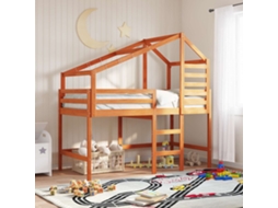 Vidaxl Estrutura De Cama Loft Castanho Cera 90 X 190 Cm