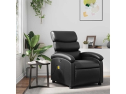 Vidaxl Poltrona De Massagens Reclinável Couro Artificial Preto