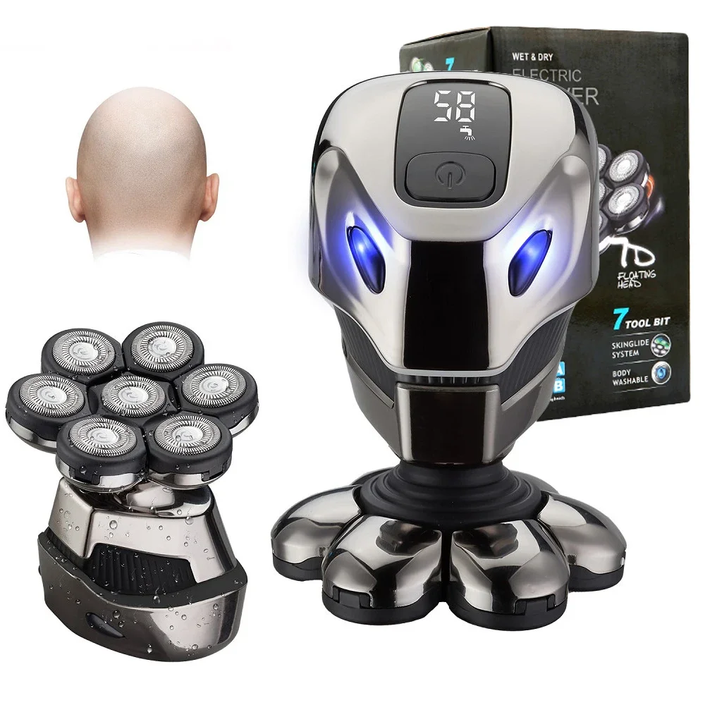 Barbeador Elétrico Com 7 Lâminas, Barbeador Multifuncional Sem Fio 5 Em 1