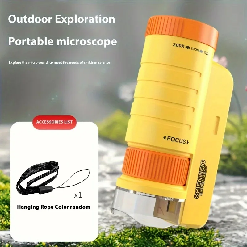 (amarelo) Microscópio Portátil De Mão, Brinquedo Stem