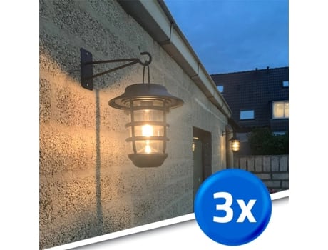Lâmpada Solar Multifuncional Led  Parede, Pé Ou Mesa  Preto  2700k  Conjunto De 3 Unidades Rextech