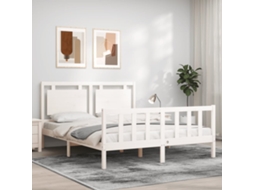 Cama Sem Colchão 160x200 Cm Madeira De Pinho Maciça Branco