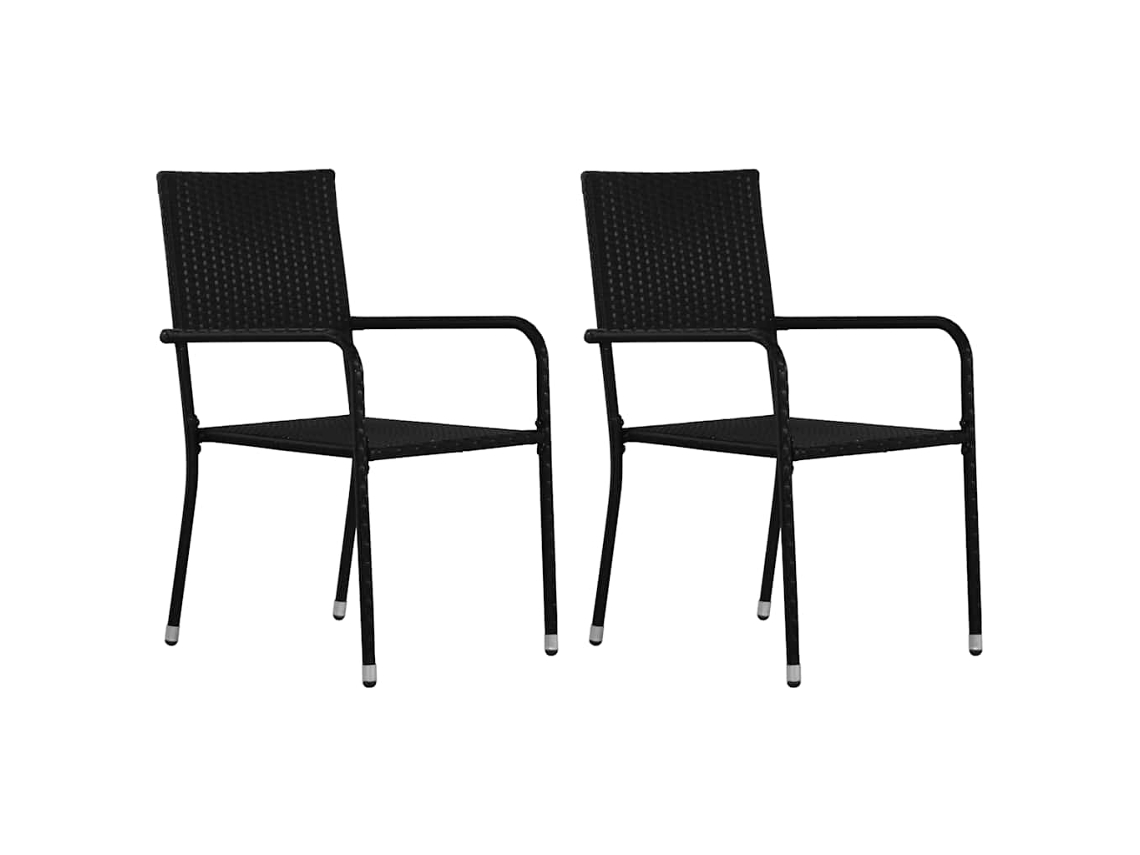 Vidaxl Cadeiras De Jantar Empilháveis Para Jardim 2 Pcs Vime Pe Preto