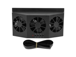 Ventilador Solar Carro 3 Ventiladores Remoção Odores Umidade Preto