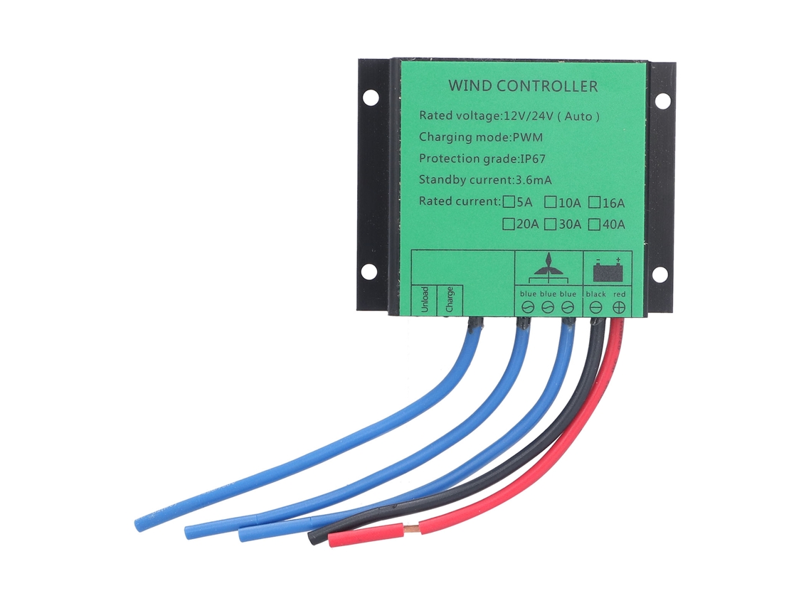 Controlador de Turbina Eólica YURU Pwm 100w 400w 12v/24v, 5a com Proteções e Led
