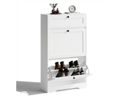Armário para Sapatos com 2 Portas e 1 Gaveta - Branco - 58x24x102 cm