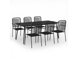 Maison Exclusive - 7 Pcs Conjunto De Jantar P/ Jardim Corda De Algodão E Aço Preto