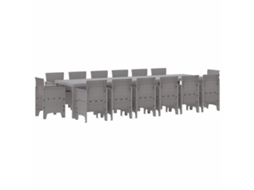Conjunto 15 Conjunto De Jantar Para Jardim Vidaxl Cinzento-claro Polipropileno (350 X 100 X 73 Cm)