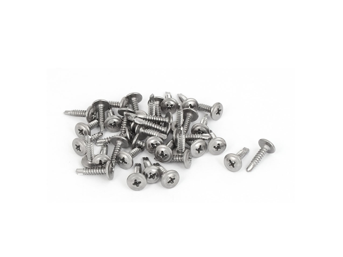 Fusíveis autoperfurantes M4,2 x 19 mm com cabeça redonda metálica Phillips, 40 peças, CHABERLU